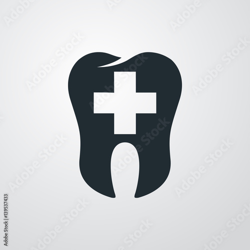 Icono plano logotipo dentista en fondo degradado