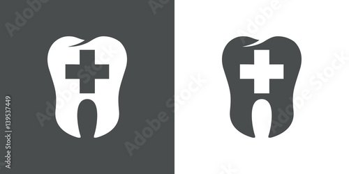 Icono plano logotipo dentista gris y blanco