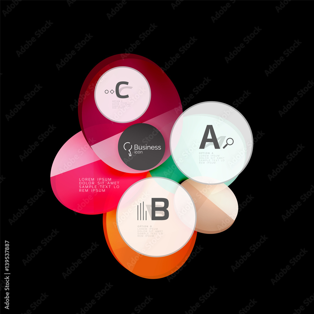 Glass color circles - infographic elements on black Glass color circles - infographic elements on black