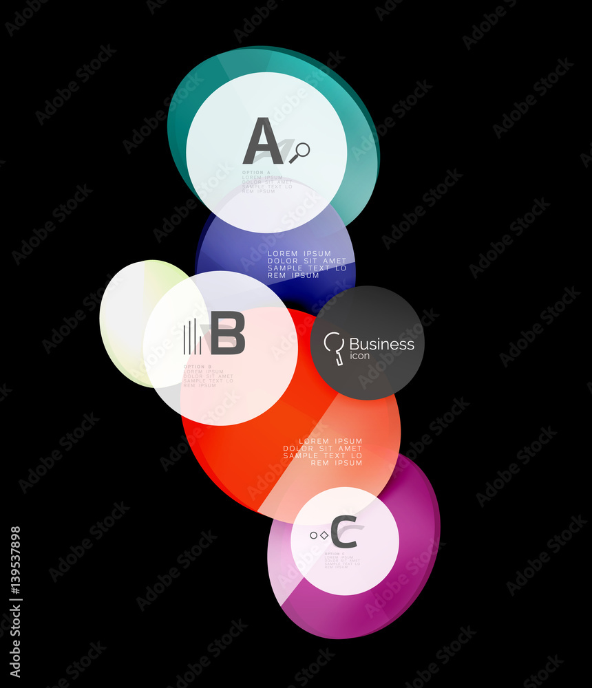 Glass color circles - infographic elements on black Glass color circles - infographic elements on black