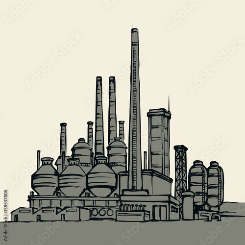 Large factory. Vector drawing