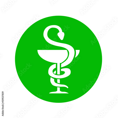Icono plano simbolo farmacia en circulo verde