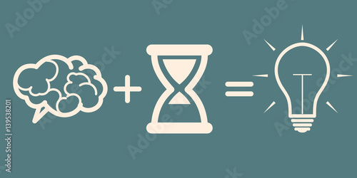 idea concept. brain + time = idea
