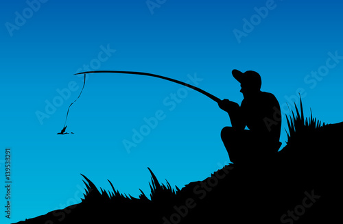 Vector drawing. Fisher man