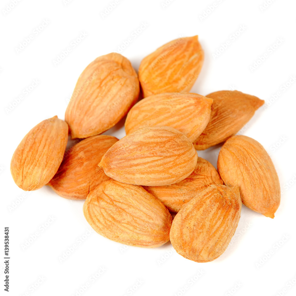 Pile of Almonds Isolated on White Background Pile of Almonds Isolated on White Background