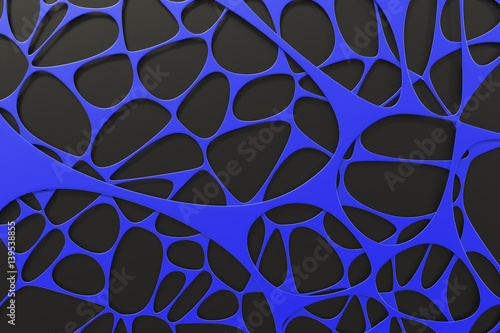 Abstract 3d voronoi organic structure on black background