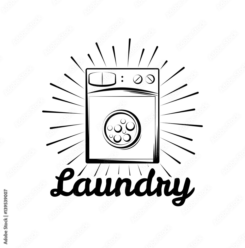 Washing Machine. Laundry Room And Dry Cleaning label and badge