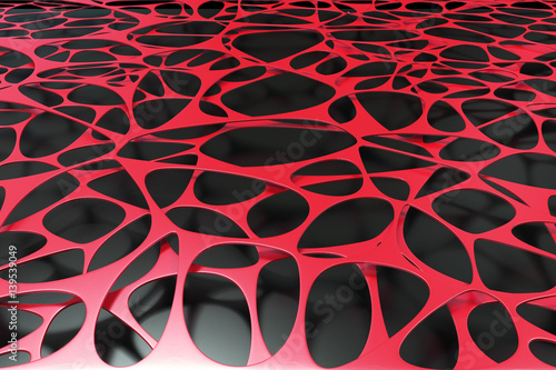 Abstract 3d voronoi organic structure on black background