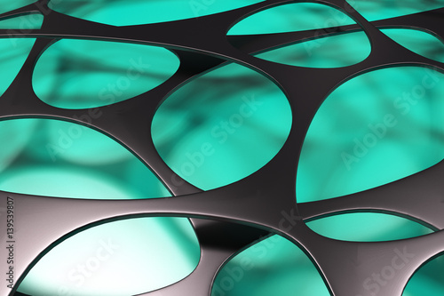 Black 3d voronoi organic structure on colored background