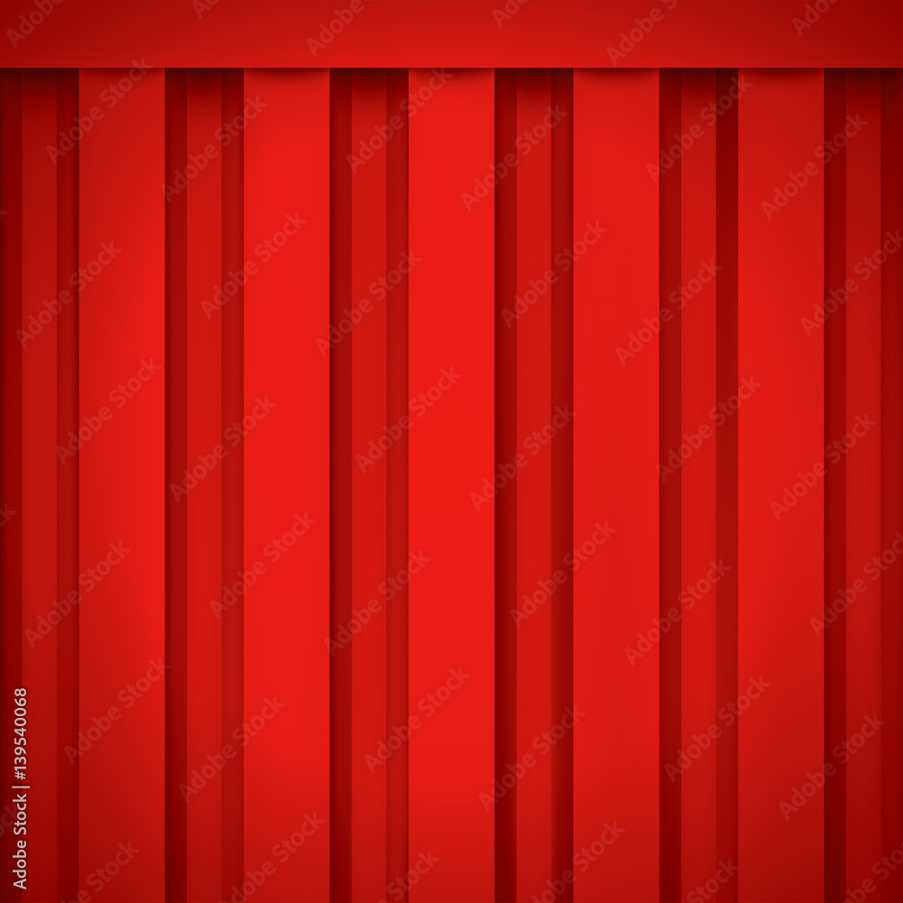 Volume realistic texture, iron fence, red 3d geometric pattern, design vector background