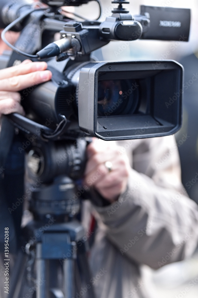 TV cameras broadcasting media event TV cameras broadcasting media event