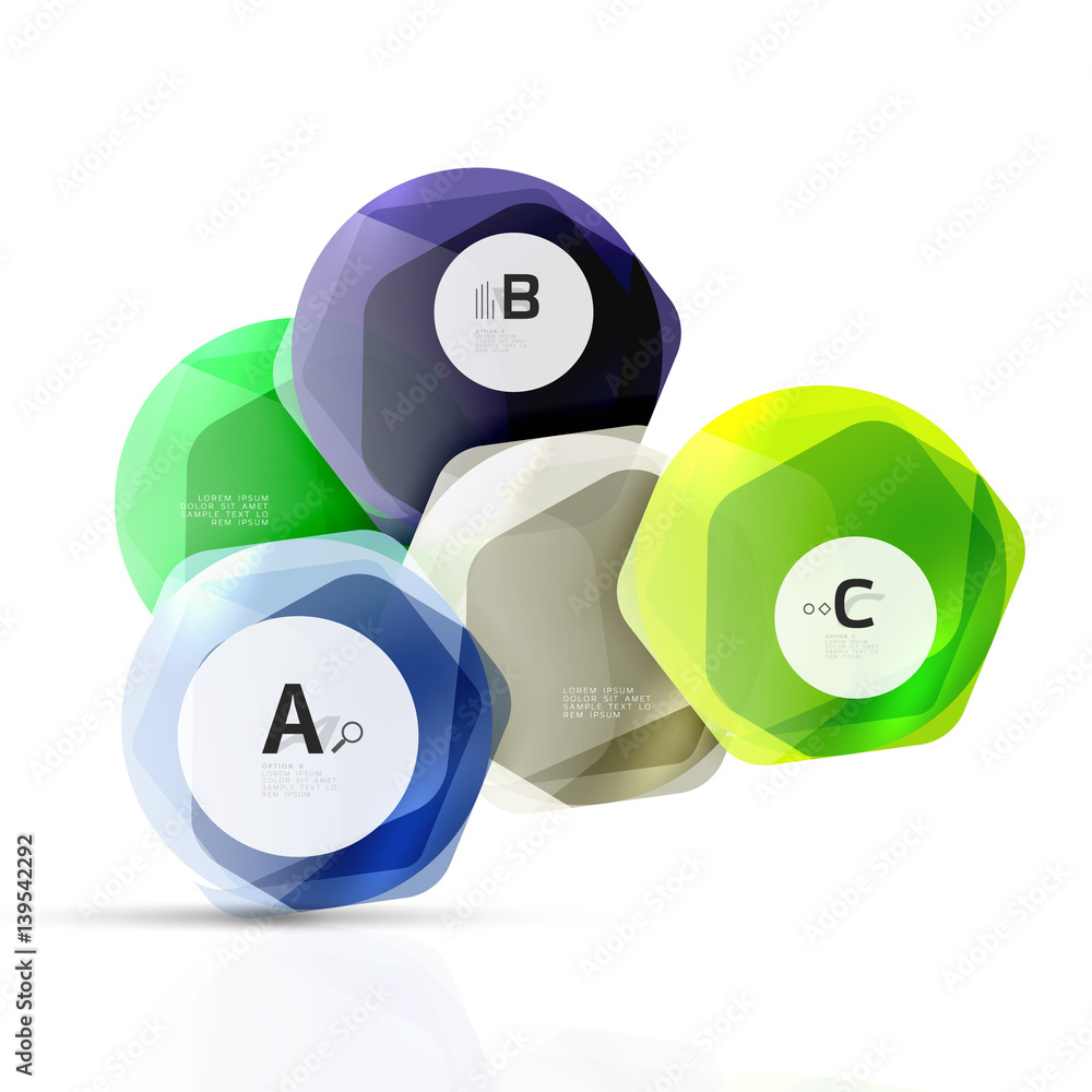 Shiny hexagons with infographics options