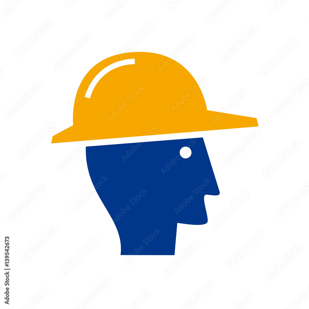 Vector illustration, safety work concept. Worker with helmet Vector illustration, safety work concept. Worker with helmet