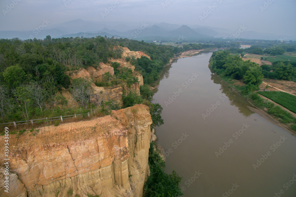Obraz premium Pha Wing Chur canyon ,Chiang Mai,Thailand by drone
