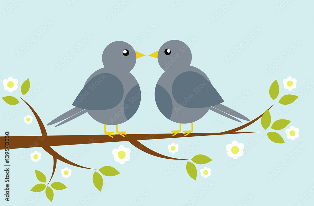 Bird with spring tree Bird with spring tree