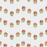 cupcakes ladybug  and berry pattern