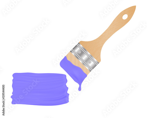 Brush with dripping paint and smear purple brush