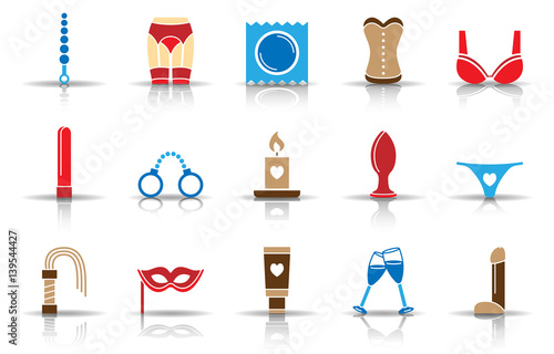 Set mit erotischen Icon's - Bunt (Schatten)