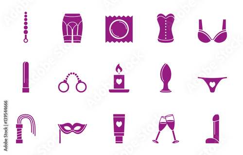 Set mit erotischen Icon's - Violett