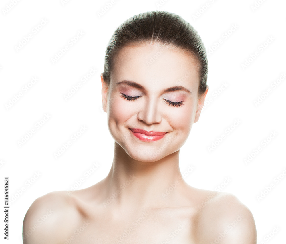 Spa Model Woman Thinks and Chooses Isolated on White
