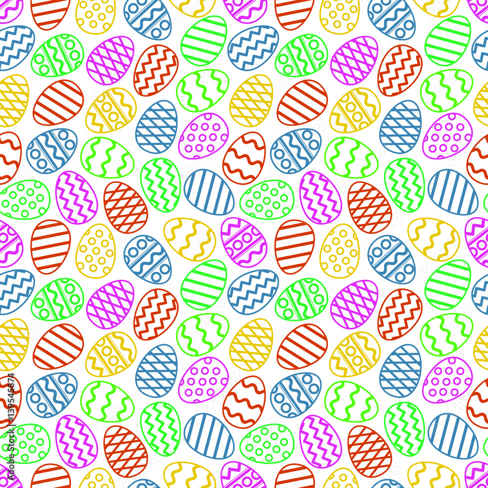 Easter eggs colorful seamless pattern. Vector illustration.