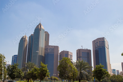 view from the Abu Dhabi Corniche on modern Skyscrapers of Abu Dhabi  UAE