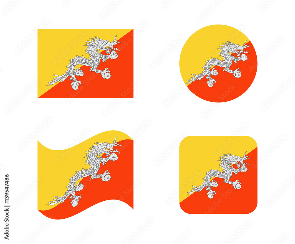 set 4 flags of bhutan set 4 flags of bhutan