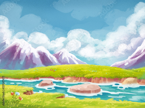 paisaje de prado y rio