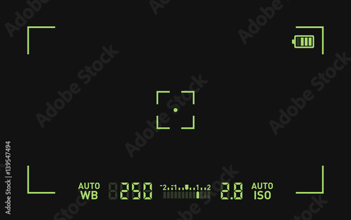 Camera Recording Viewfinder Black Screen. Vector