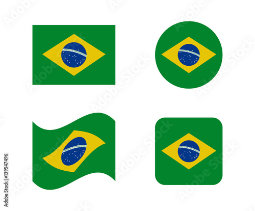 set 4 flags of brazil
