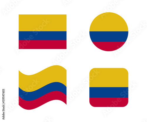 set 4 flags of colombia