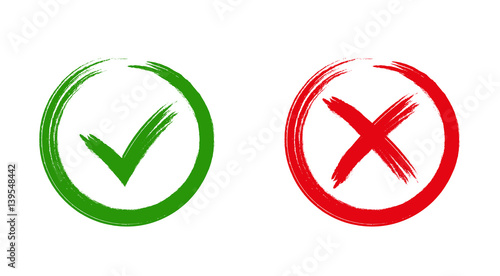 Green checkmark OK and red X icons, photo