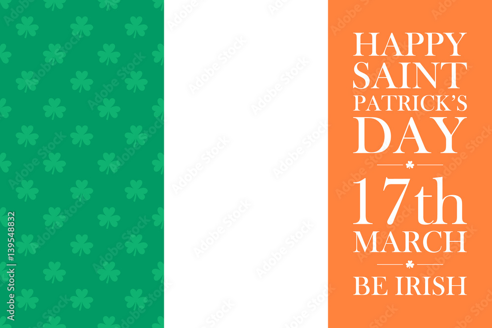 Happy Saint Patrick's Day greeting card template. Vector illustration.