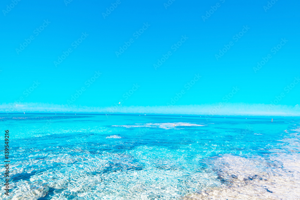 Blue sea, blue sky and Paradise Tropical beach / Vacation holidays background wallpaper