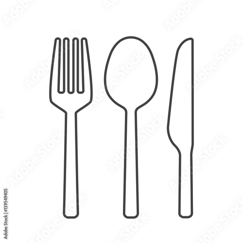Fork spoon and knife outline vector