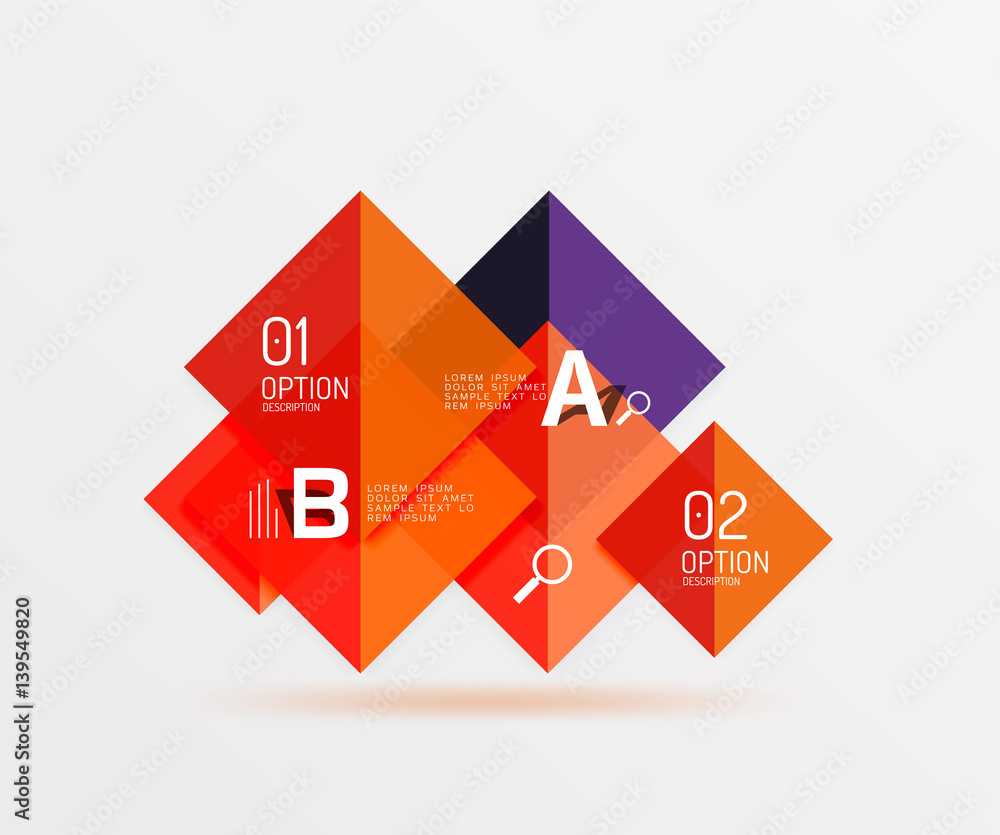 Modern flying square infographic Modern flying square infographic