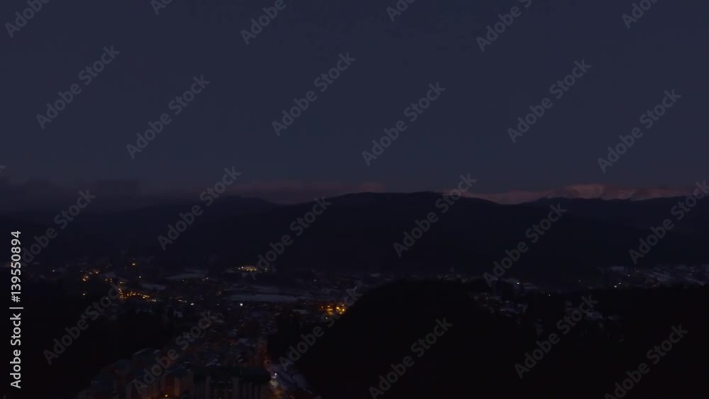Sunset Over Mountain City In Winter
Sunset Over Mountain City In Winter