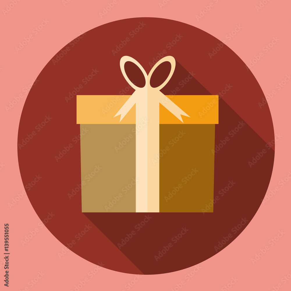 Gift Box Present icon  flat design with long shadow