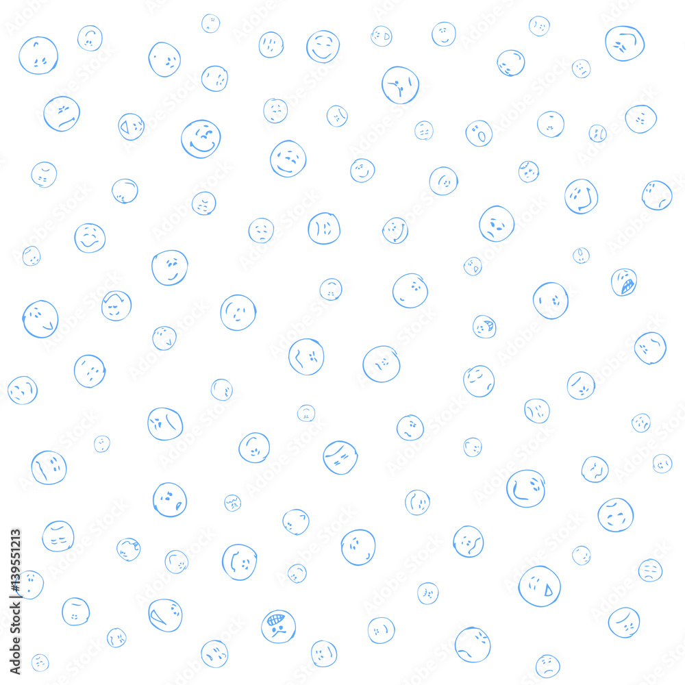 Emotion faces illustrations pattern. Blue images, white background. Vector. Smiles, emoticons. Emotion faces illustrations pattern. Blue images, white background. Vector. Smiles, emoticons.