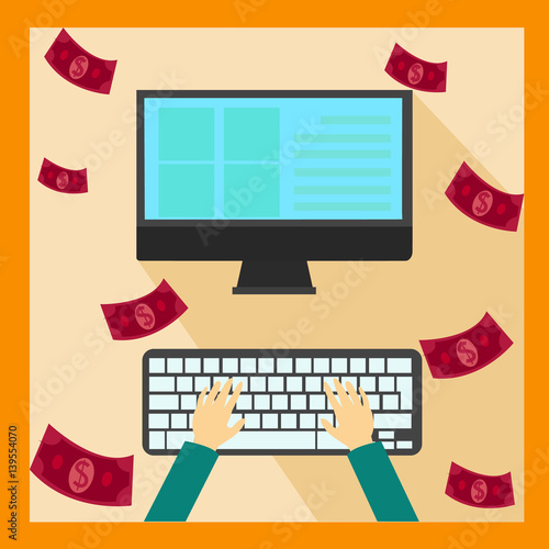 business concept : Business man working with computer make money online