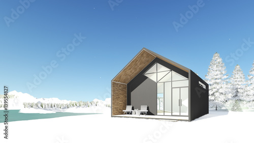Tiny Modern House on the hill with views of the Mountains,the Lake and the Pine forest