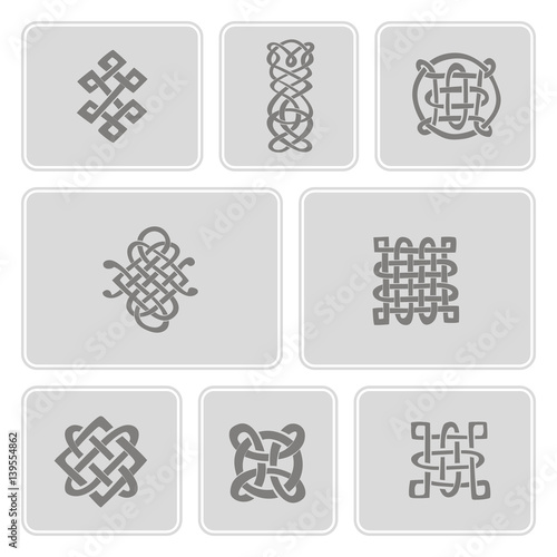 monochrome icons set with Celtic art and ethnic ornaments for your design