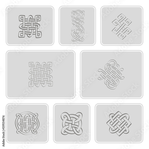 monochrome icons set with Celtic art and ethnic ornaments for your design
