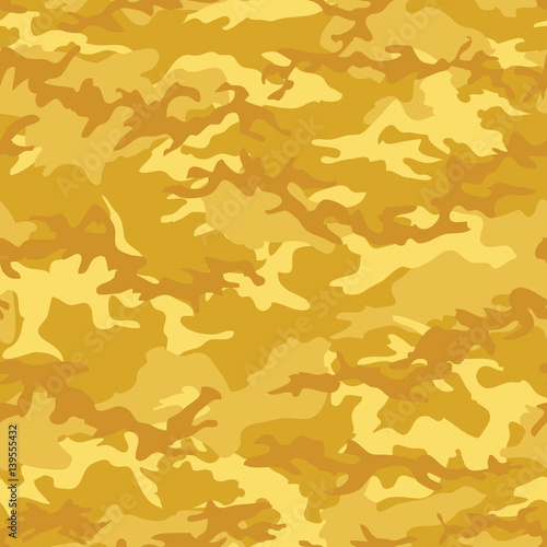 Seamless fashion woodland camouflage with yellow, gold spots vector. Military camouflage pattern. Camouflage textile. Military print. Seamless  wallpaper. Clothing style masking. Repeat print. 