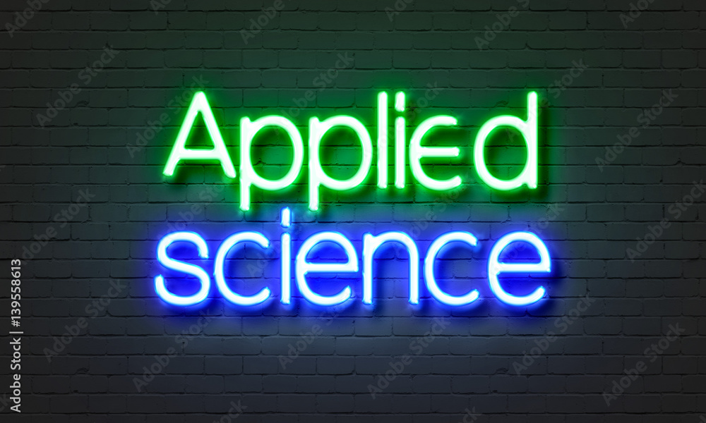 Applied science neon sign on brick wall background. Applied science neon sign on brick wall background.