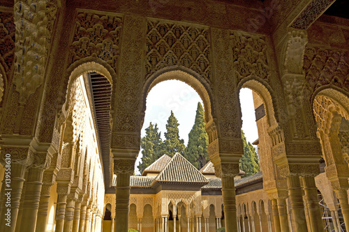 The Lions Patio in Alhambra, Granada, Spain. The Alhambra is a palace and fortress complex located in Granada, Andalusia, Spain. It's a UNESCO World Heritage Site