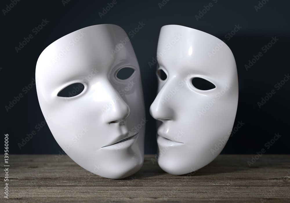 zwei weisse Masken Stock-Illustration | Adobe Stock