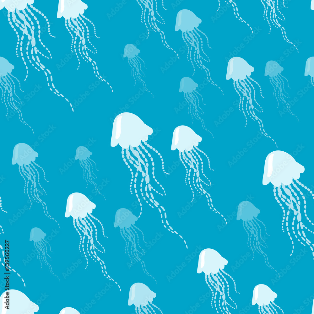 Jellyfish Cartoon Vector Seamless Pattern Jellyfish Cartoon Vector Seamless Pattern