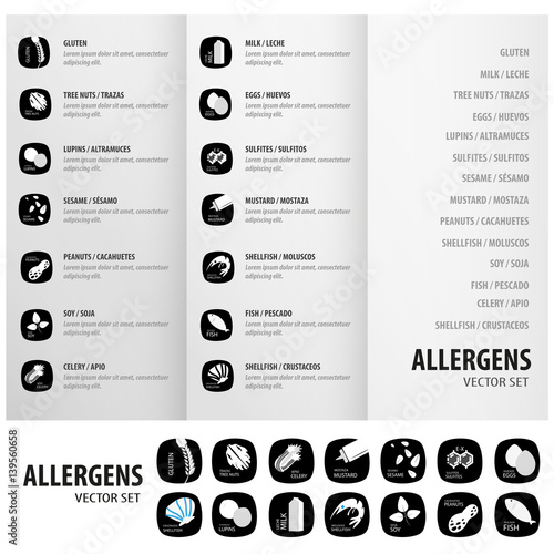 Allergens set triptych design for business