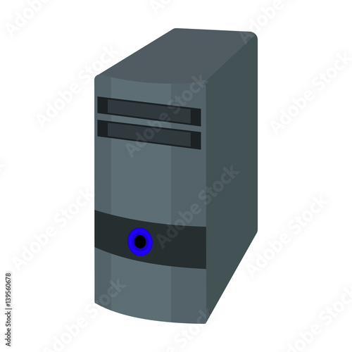 Computer case icon in cartoon style isolated on white background. Personal computer accessories symbol stock vector illustration.
